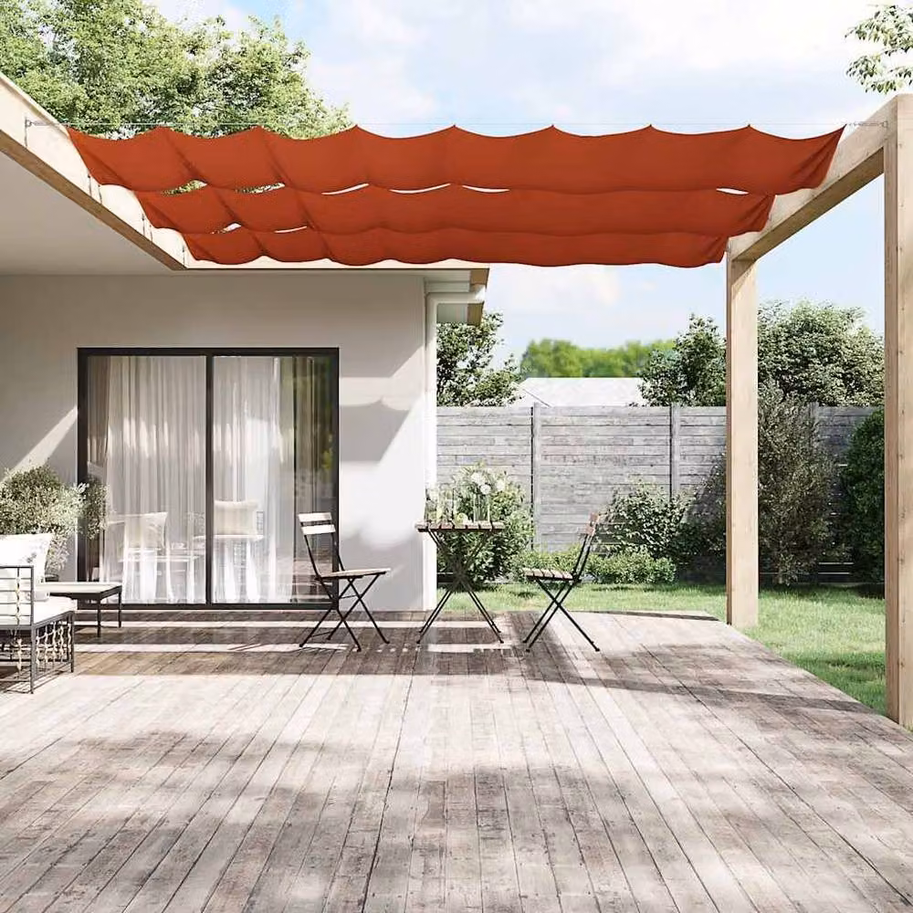 Berkfield Home Vertical Wall-Mounted Awning in Orange Polyester, W: 140 cm, H: 800 cm – 2