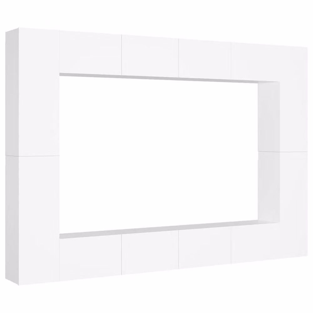 Berkfield Home 8 Piece Modern Glossy White TV Cabinet Set in Engineered Wood and MDF – 2