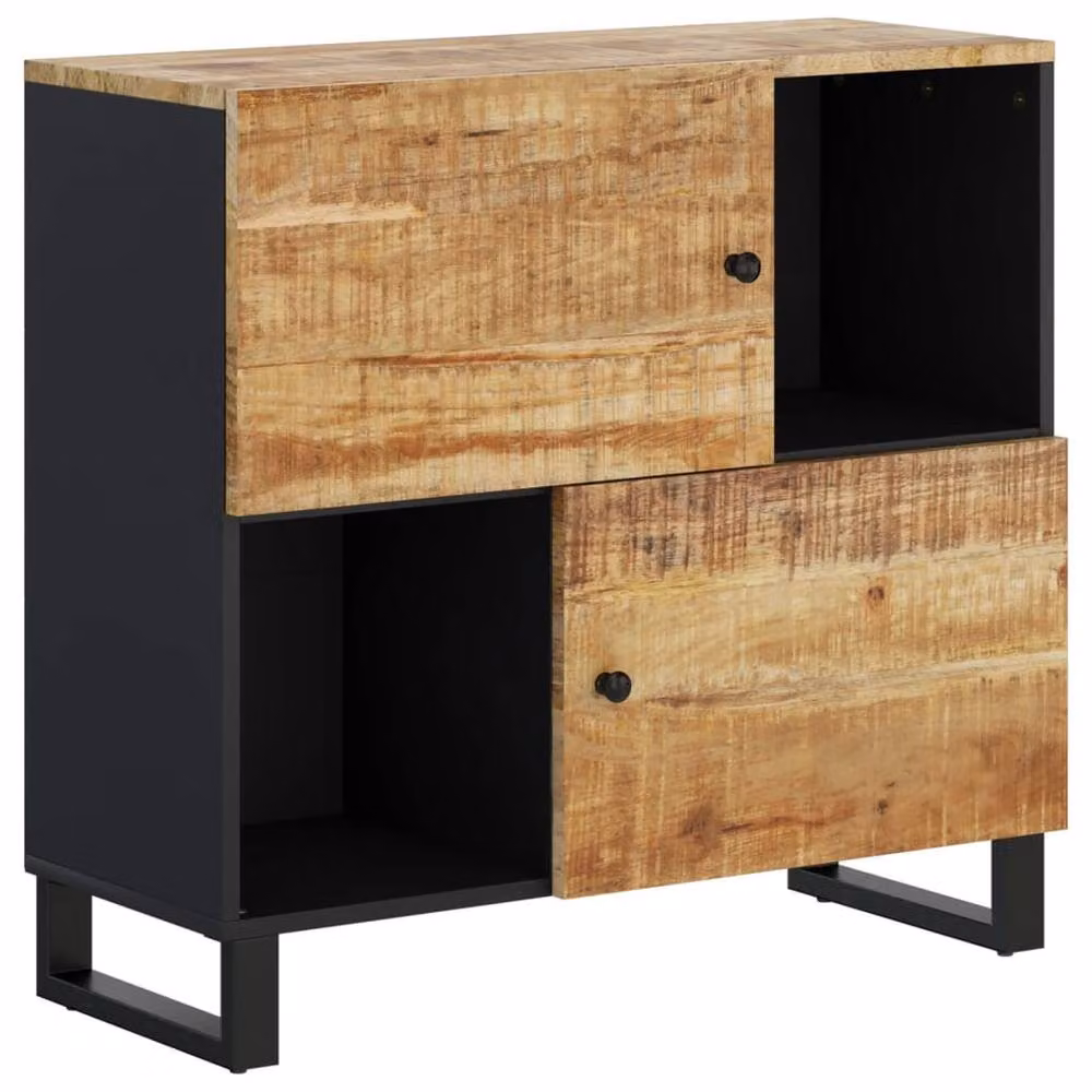 Berkfield Home Solid Mango Wood Sideboard in Brown with 2 Doors, W/D/H: 80 x 33 x 75 cm – 3