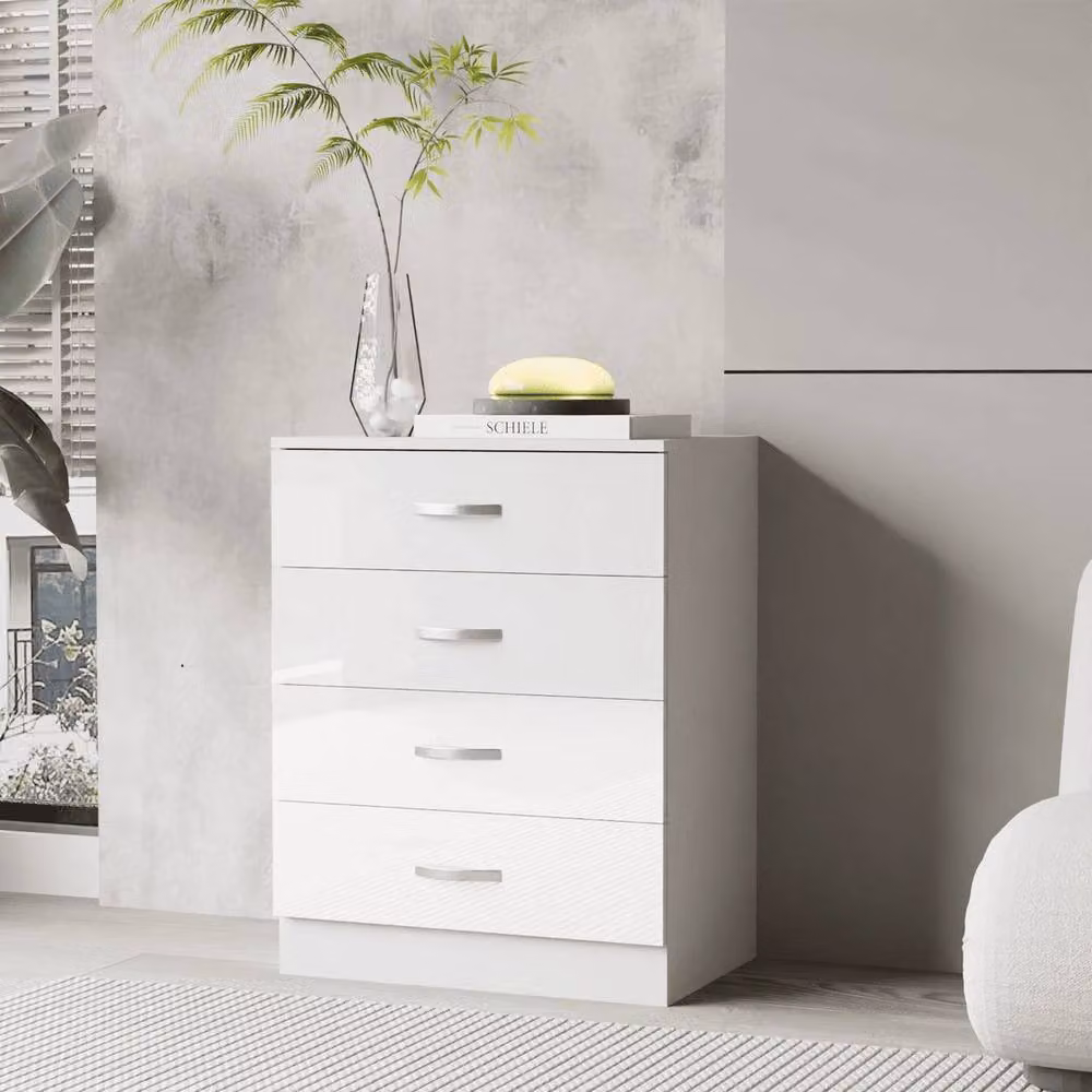 PAWNORA White Glossy Minimalist Bedroom Chest of Drawers – 2