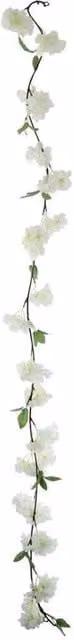 KDMD Essential White Blossom Garland 2 Pack with White and Green Paper Flowers and Leaves