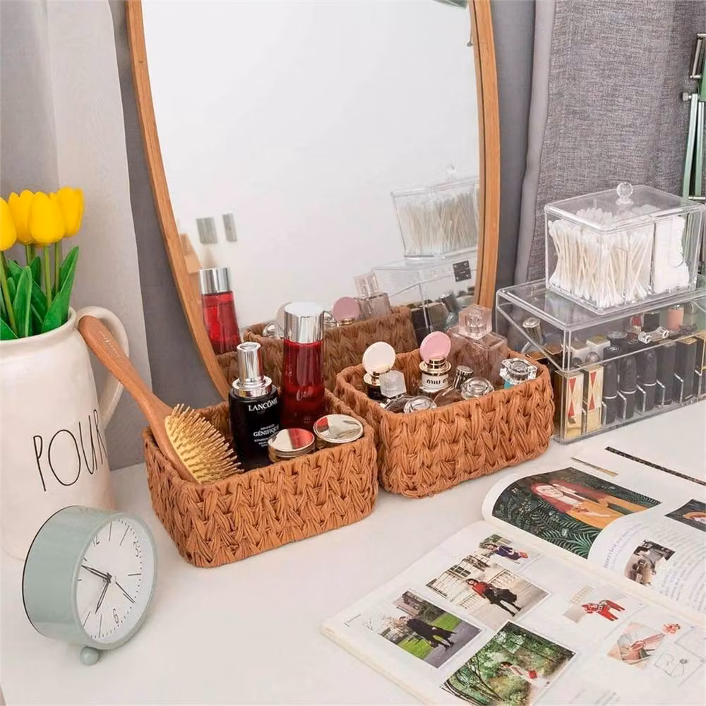 Nordara Coffee Brown Wicker Open Weave Freestanding Bathroom Storage Organiser – 3