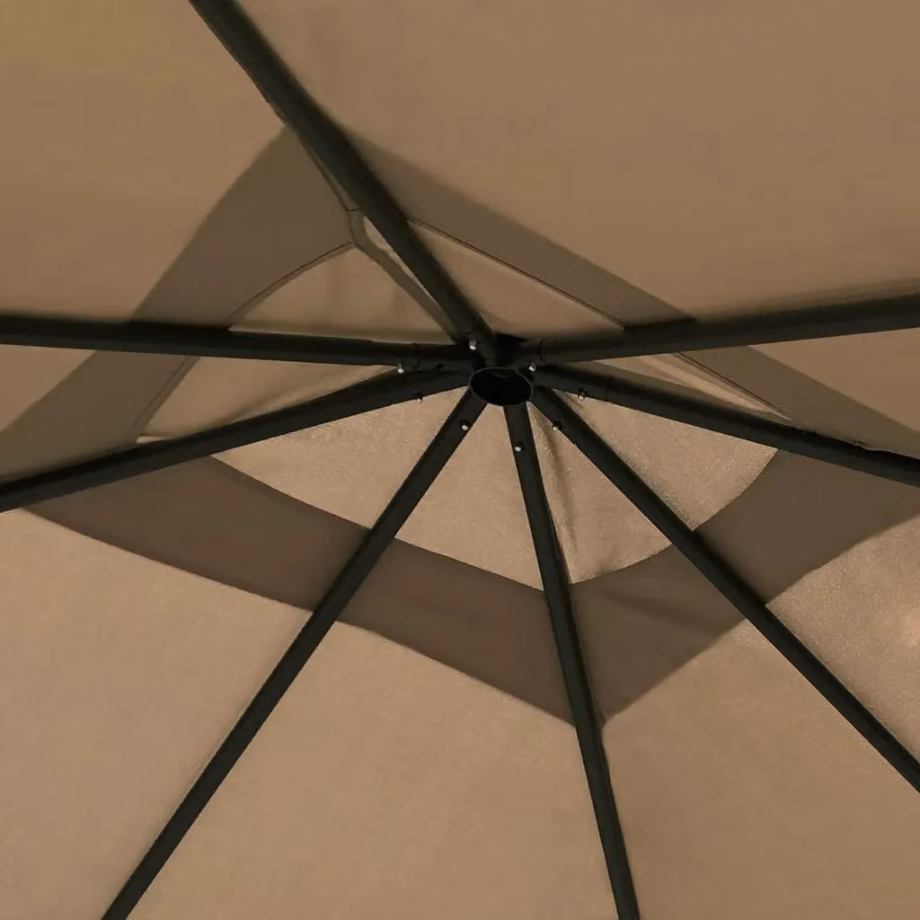 Berkfield Home Gazebo with Post Covers in Beige, W/D/H: 3 x 3 x 2.6 m – 2
