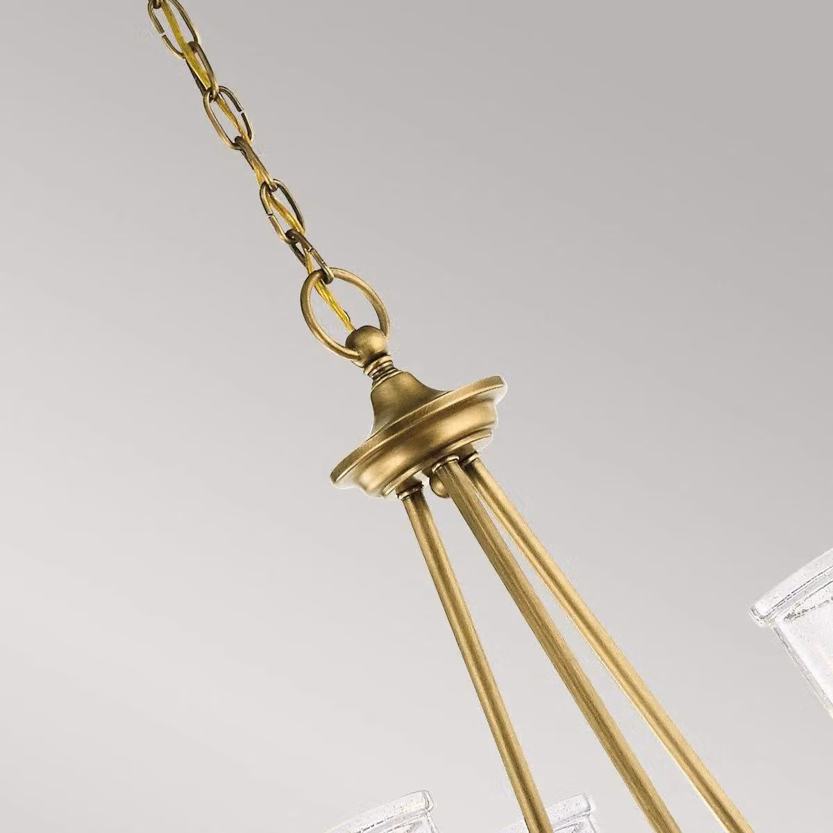 Netlighting Waverly 3 Light Chandelier in Natural Brass and Yellow Glass with E27 Sockets – 2