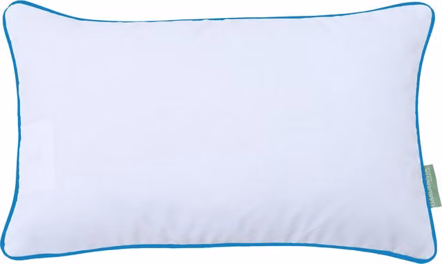 Gardenista White Rectangular Pillow with Turquoise Piping and Removable Stain Repellent Cover