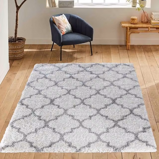 Desire Rugs Moroccan Berber Boho Shaggy Rug in White, W/D/H: 120 x 170 cm