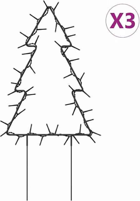 Berkfield Home Warm White Christmas Light Decorations with Spikes, 3 Piece Set, 50 LEDs, Height: 30 cm, Black