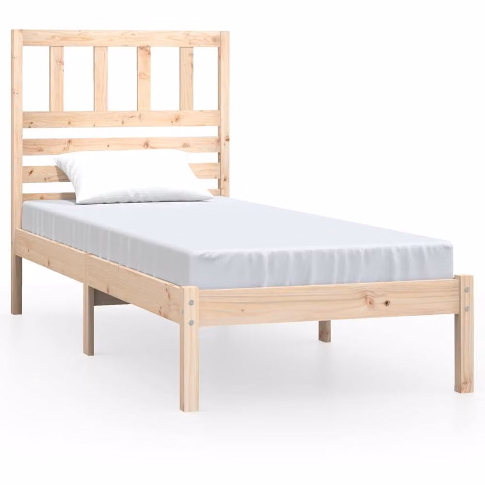 Berkfield Home Single Solid Wood Pine Bed Frame, Brown, W/D/H: 90 x 190 cm – 2