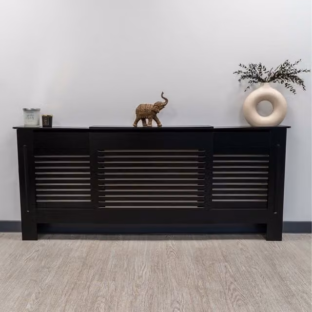 Jack Stonehouse Modern Striped Horizontal Line Radiator Cover in Matt Black