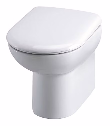 Nuie Lawton BTW005 Modern Back to Wall Round Toilet Pan, White, W: 40 cm, D: 37 cm