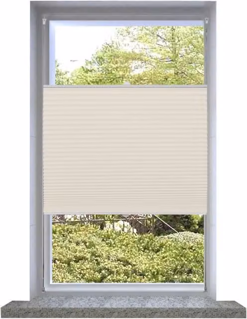Berkfield Home Single Pleat Plisse Blind in Beige, W: 90 cm, H: 100 cm – 1