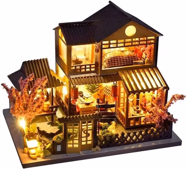 SPETLEK DIY Miniature House Kit in Brown, W/D/H: 100 x 60 x 100 cm – 1