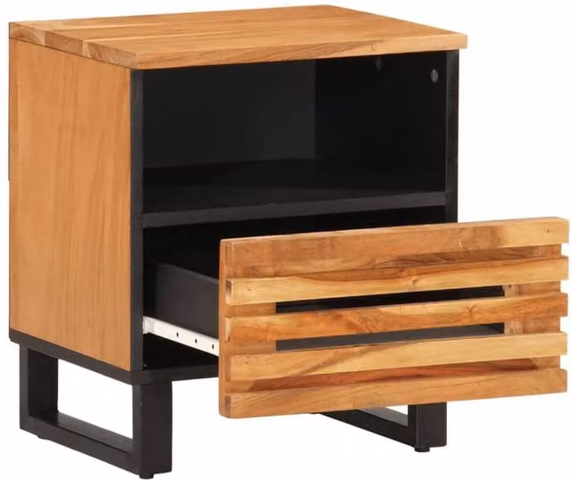 Berkfield Home Acacia Wood Bedside Cabinet in Brown, W/D/H: 40 x 33 x 46 cm – 1