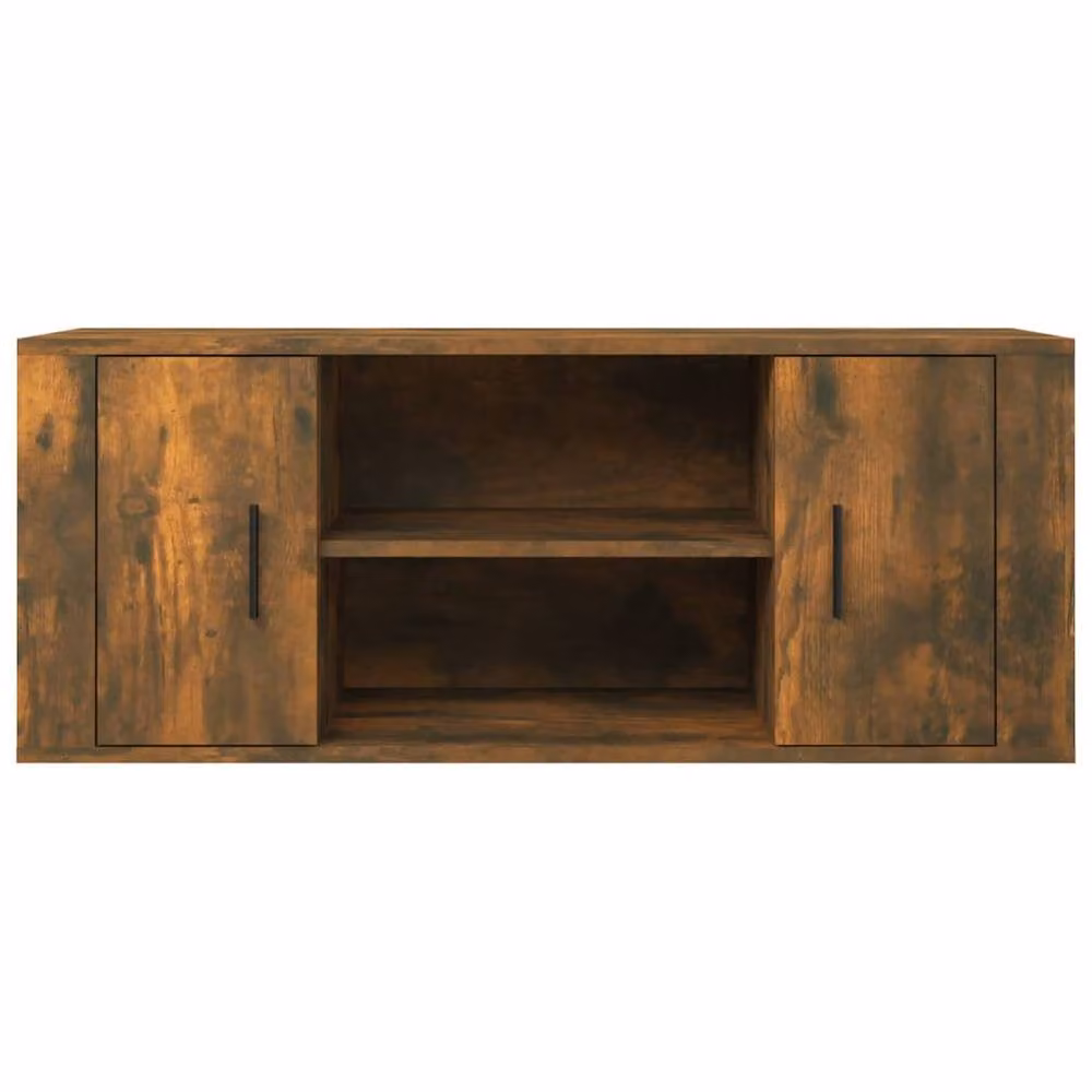 Berkfield Home Smoked Oak TV Cabinet in Brown, W/D/H: 100 x 35 x 40 cm – 4