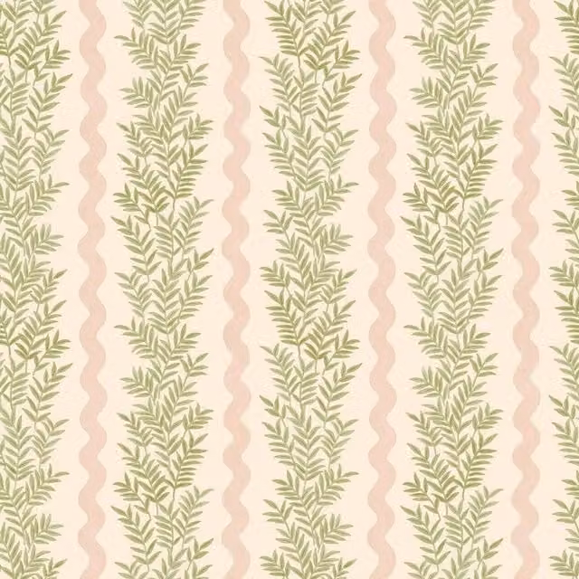Holden Decor Foliage Stripe Botanical Textured Wallpaper in Cream, Beige and Green
