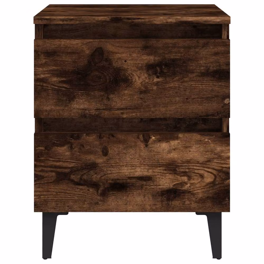 Berkfield Home Bedside Cabinet with Metal Legs in Smoked Oak Brown, W/D/H: 40 x 35 x 50 cm – 4
