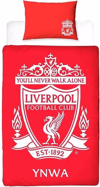 Liverpool FC You'll Never Walk Alone Reversible Duvet Set and Pillowcase in Red, Single, W: 90 cm, H: 200 cm