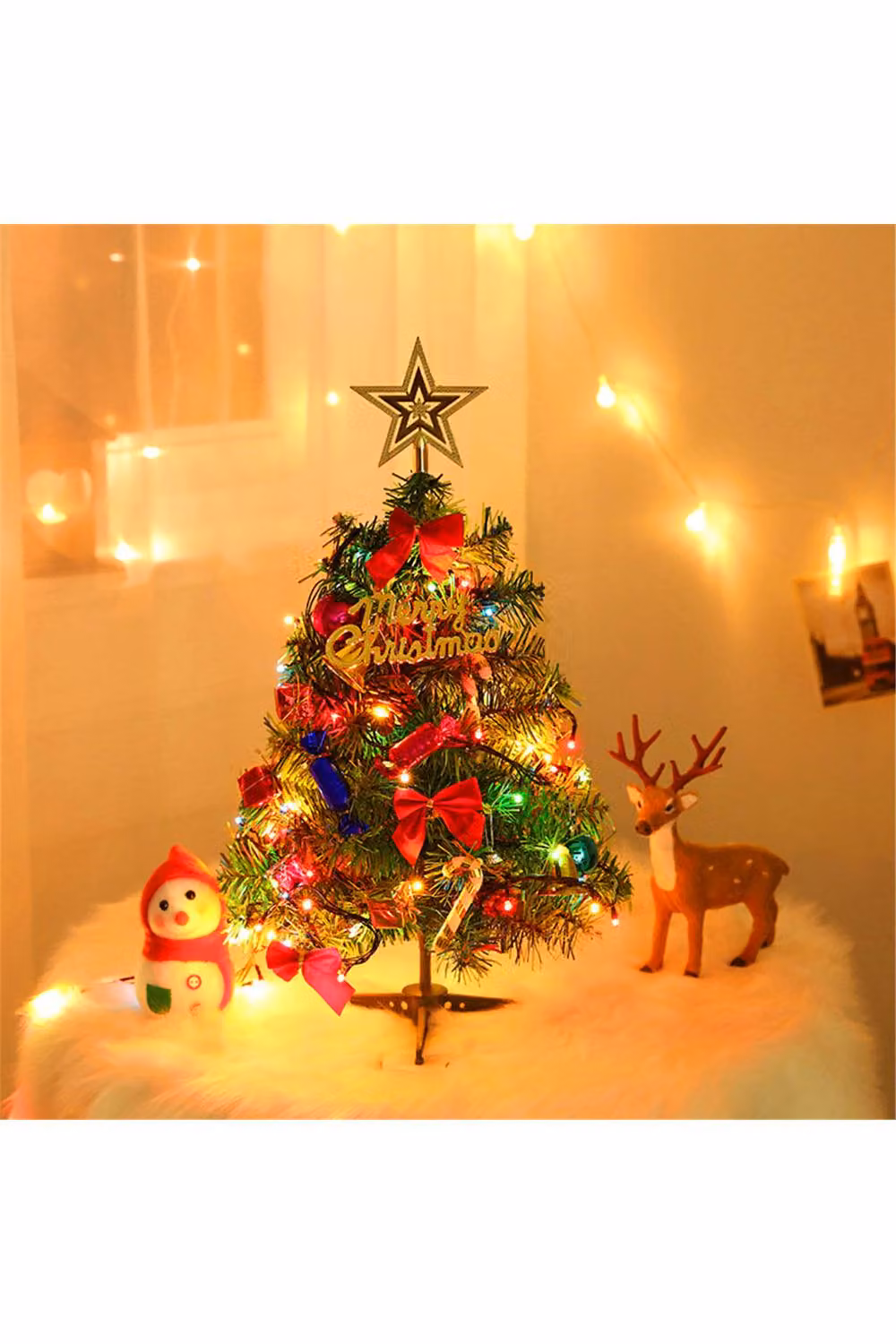 Living and Home Green Tabletop Mini Christmas Tree with Multicolour LED Lights, Candy and Gift Boxes, Height: 50 cm – 2
