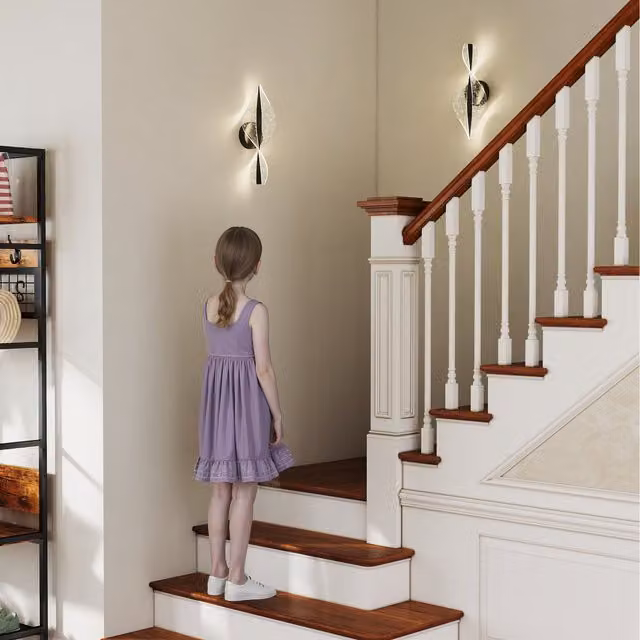 HOMCOM 2 Pack Black LED Wall Lamps with Adjustable Colour Temperature
