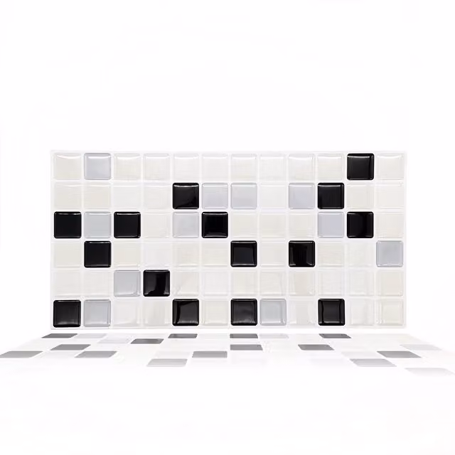 WALPLUS 3D Tile Stickers Multipack in Black and White, 30 x 30 x 1.5 cm