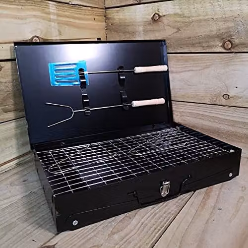 Samuel ALEXANDER Black Metal Tabletop Charcoal BBQ with Wind Shield, W/D/H: 43 x 26 x 43 cm – 5