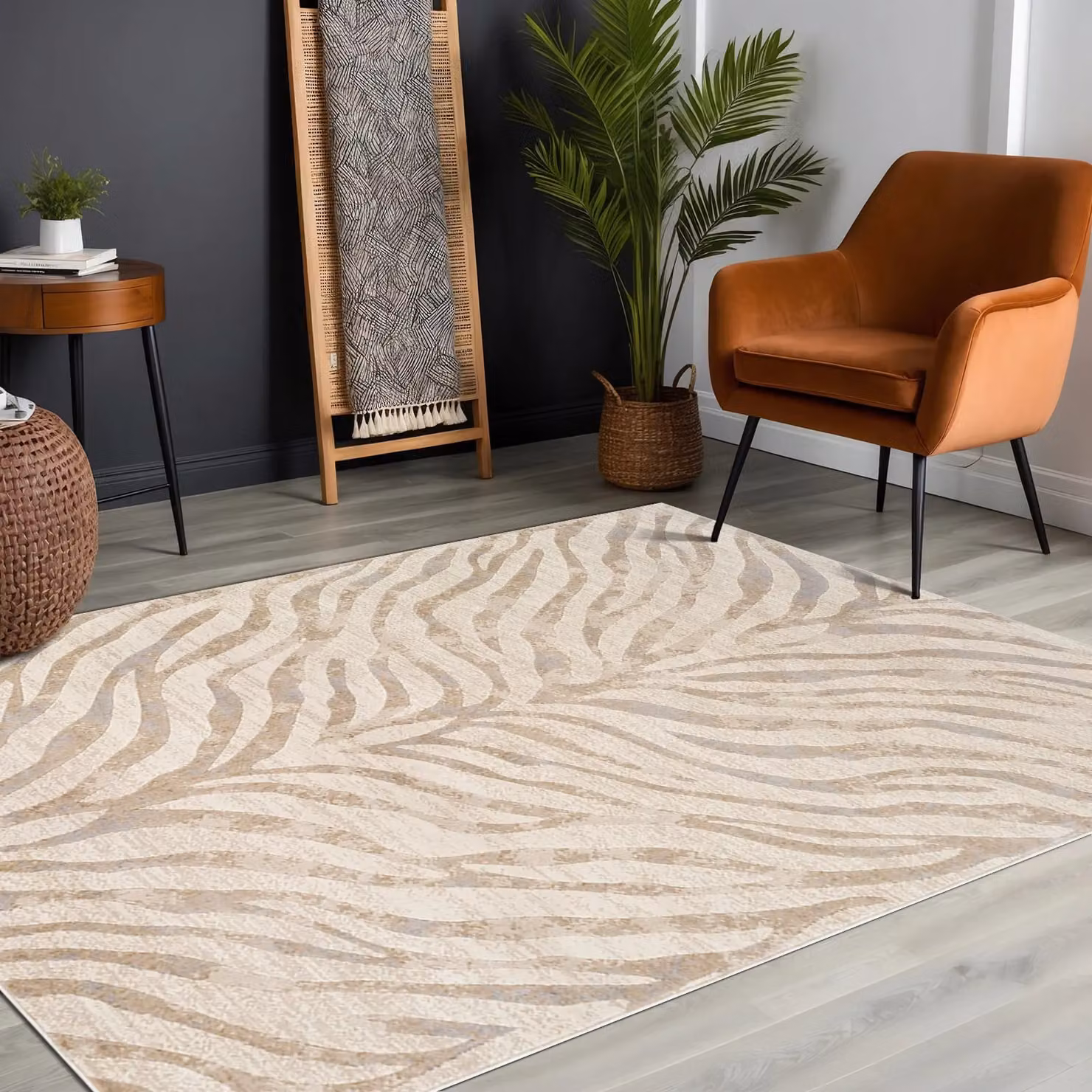 Livabliss Boho Zebra Animal Print Rug in Grey, Beige and Yellow, W/D/H: 120 x 170 cm – 4
