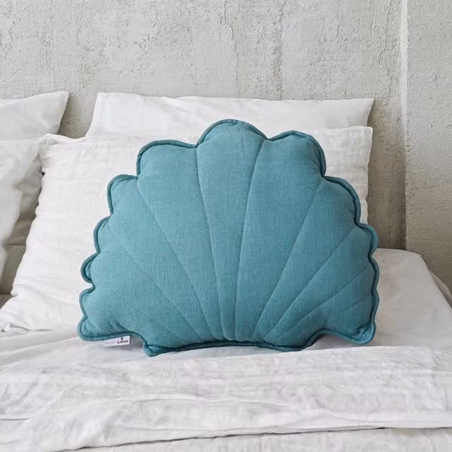MiniCamp Linen Seashell Cushion in Green