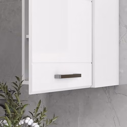 Kleankin Modern White High Gloss Wall Mounted Bathroom Cabinet with Soft-Close Hinged Doors, W/D/H: 37 x 22.5 x 70 cm – 5