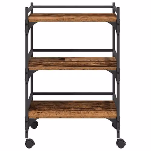 vidaXL Industrial Kitchen Trolley in Brown Wood and Metal, W/D/H: 50 x 35 x 75.5 cm – 4