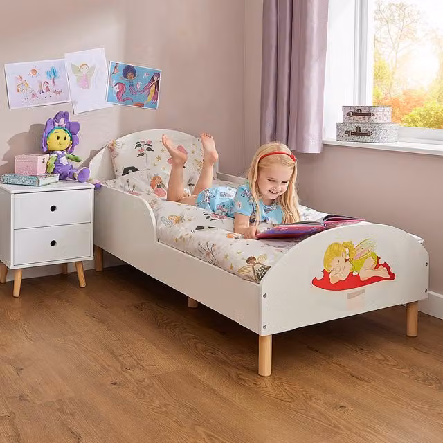 Liberty House Toys Fairy Kids Toddler Bed in White Solid Pine Wood