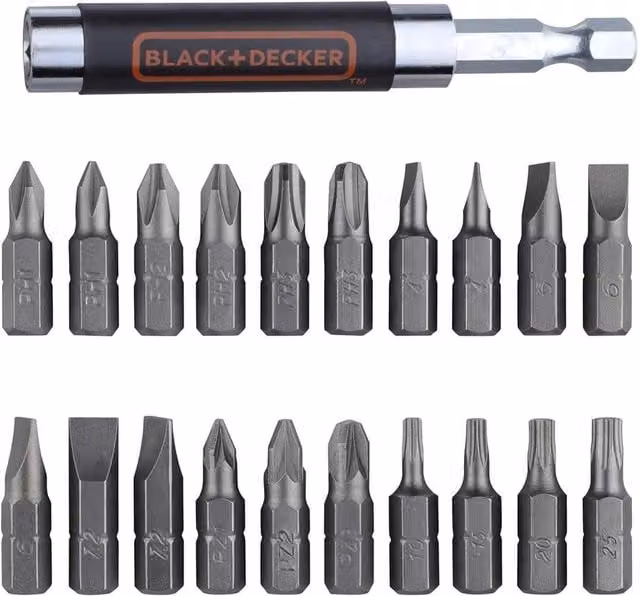 Black & Decker 21 Piece Black Screwdriver Bit Set – 1