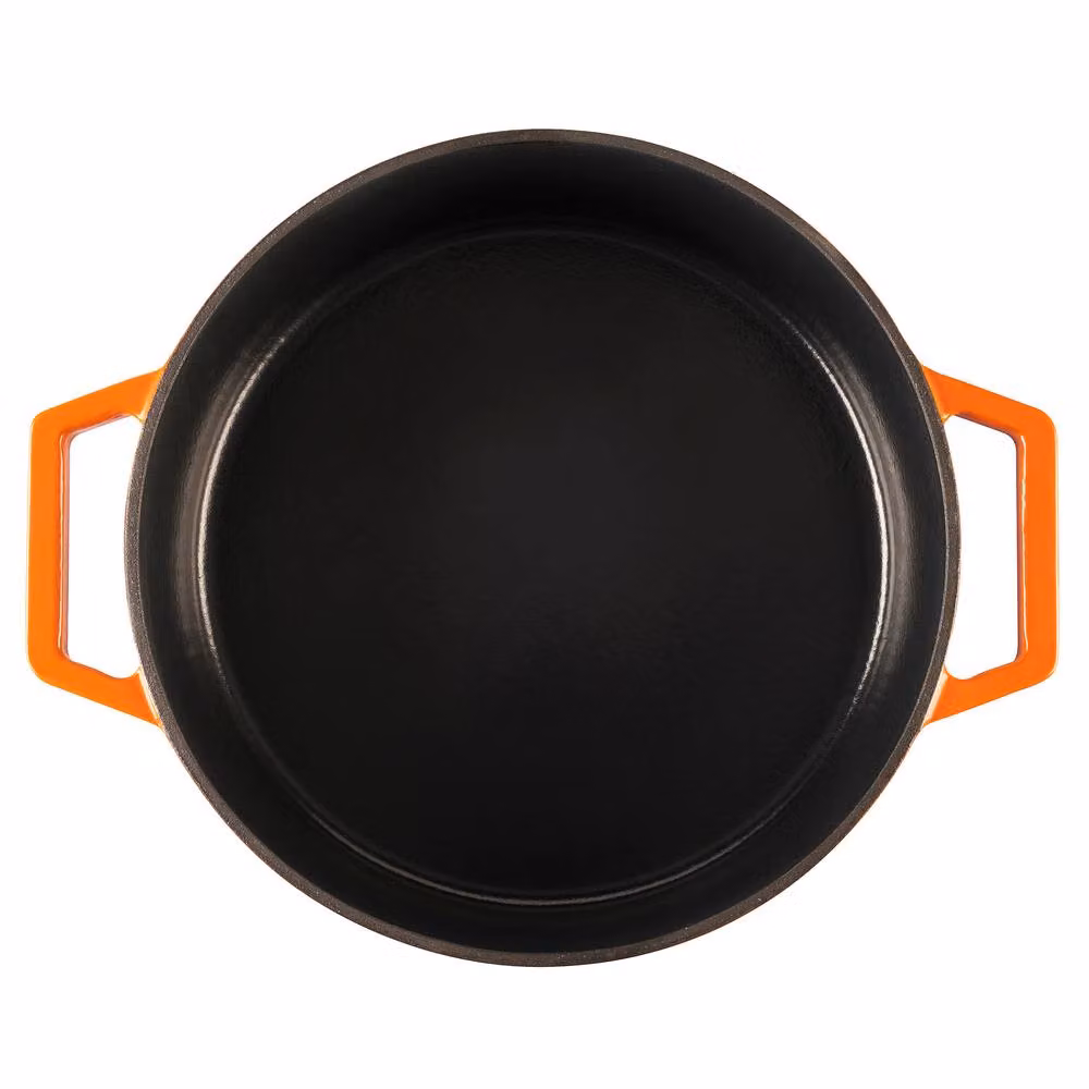 Cooks Professional Set of 3 Enamelled Cast Iron Casserole Dishes with Lids, Orange – 5