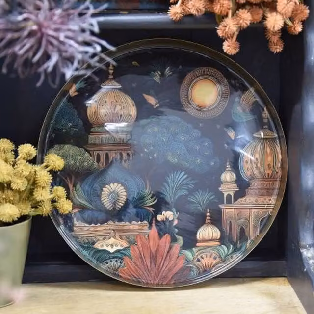 Madison & Mayfair Jaisalmer Luxury Decorative Tray in Blue and Gold – 1