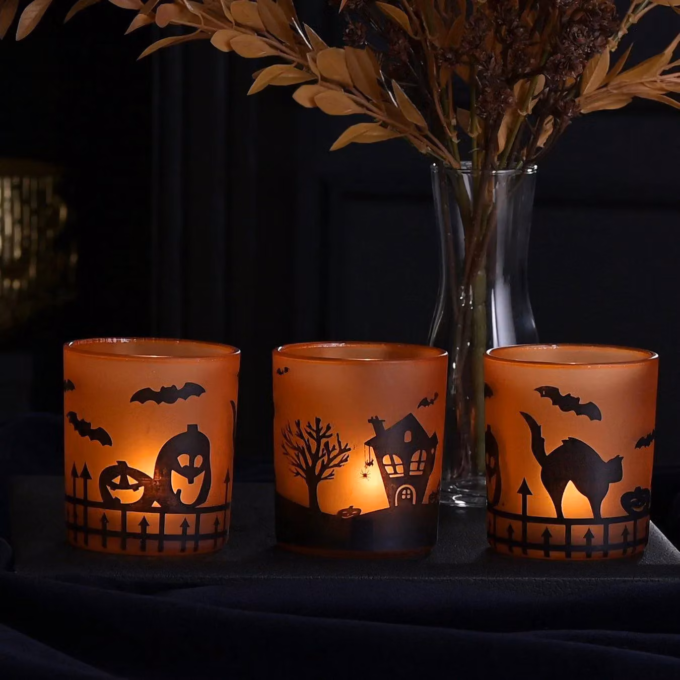 The Novelties Company Hocus Pocus Halloween Set of 3 Multicolour and Orange Glass Votive and Tealight Holders – 2