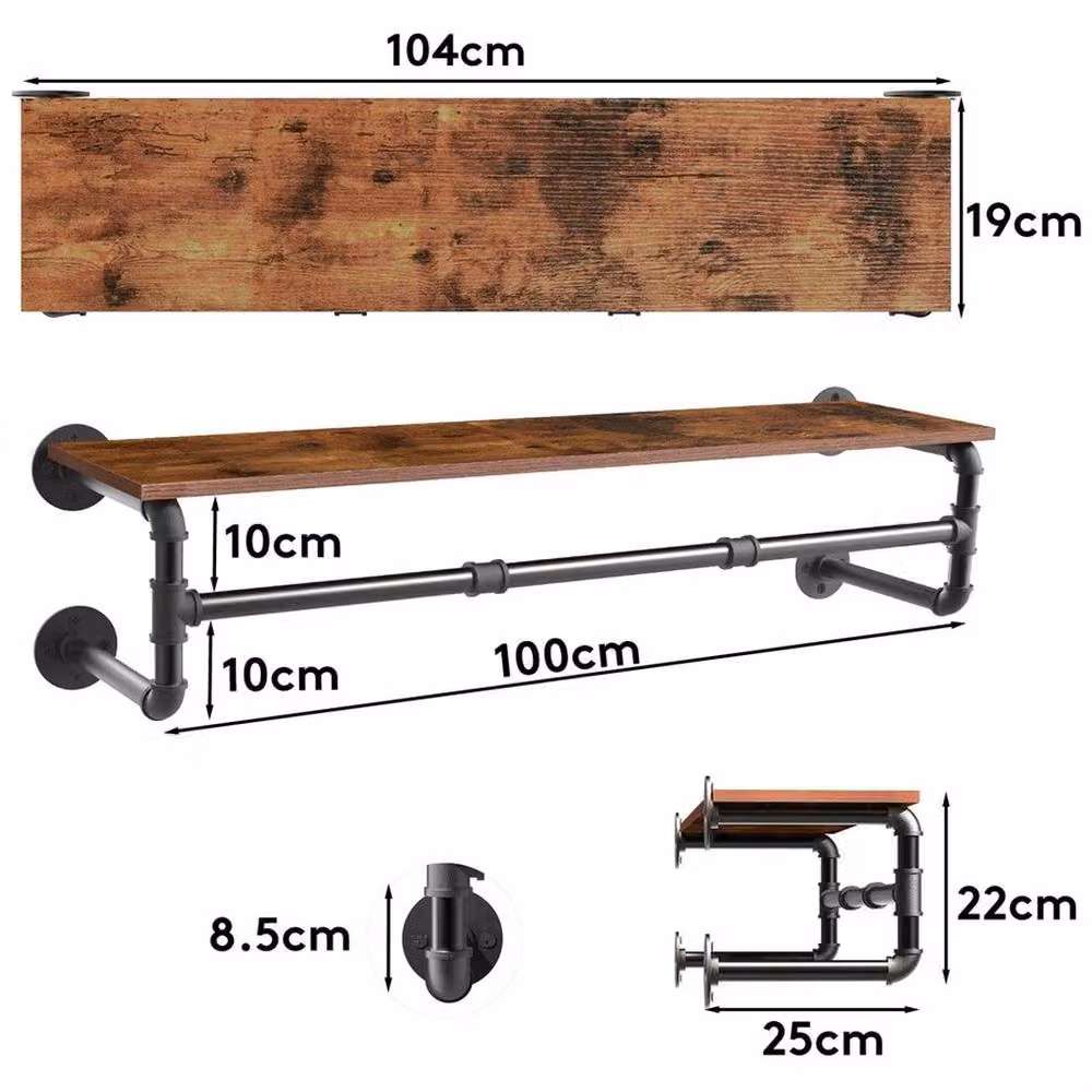 KORVIXA Industrial Metal and Wood Clothes Rail in Black – 2