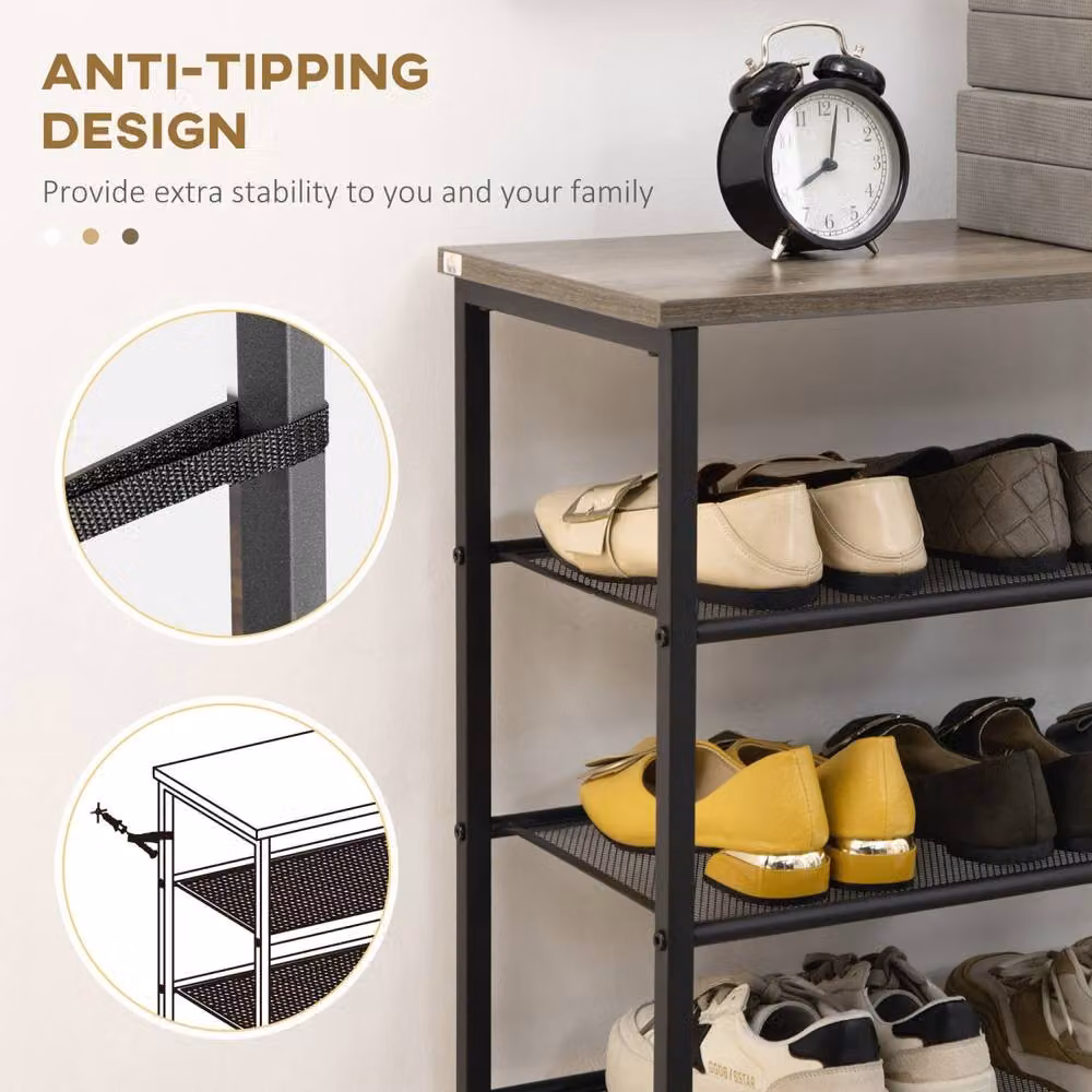 Wyld Haus Malo 8 Tier Metal Shoe Rack with Mesh Shelves, Black and Grey – 5