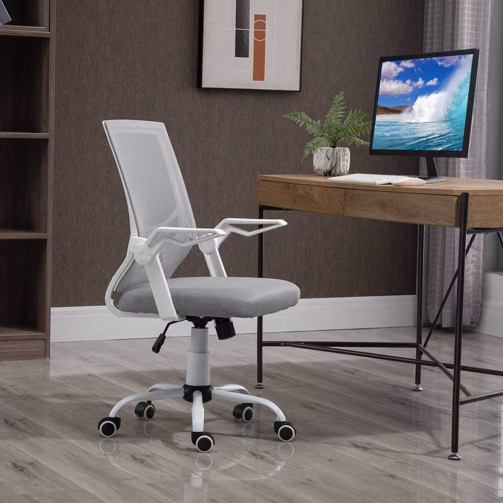 STILVORA Grey Fabric Task Chair with Flip-up Armrests, Swivel and Tilt Function – 2