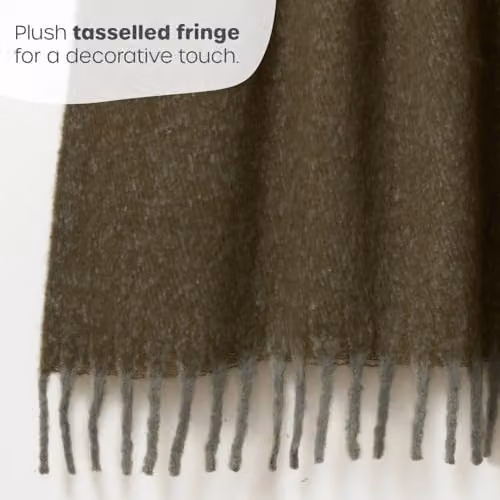 Allure Bath Fashions Aisling Faux Fur Tasselled Throw Blanket in Green, W/D/H: 130 x 170 cm – 4