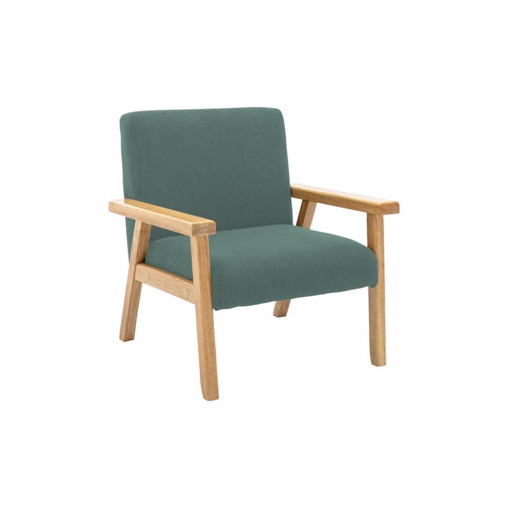 sweeek Children's Scandinavian Style Corduroy and Rubberwood Armchair in Khaki – 1