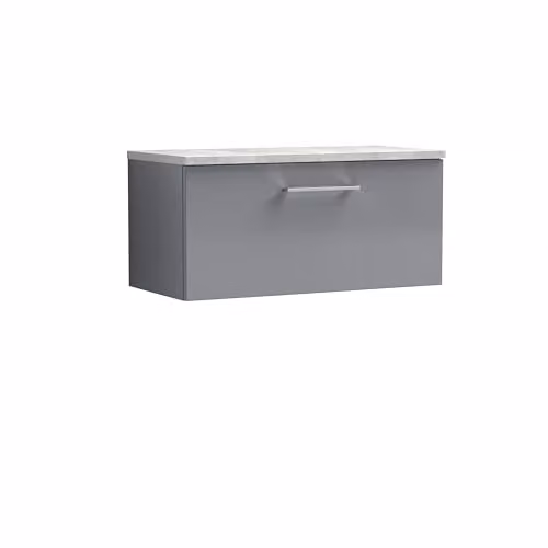 Balterley Modern Wall Mounted Bathroom Vanity Unit with Soft Close Doors and Internal Drawers, Grey, W/D/H: 80.5 x 39.0 x 38.1 cm – 5