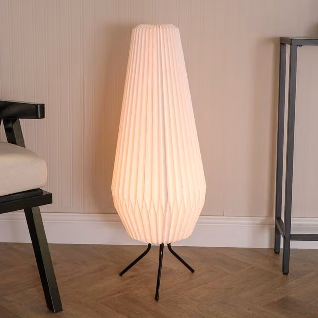 Astrid Geometric Origami Teardrop Paper Pleated Floor Lamp in White