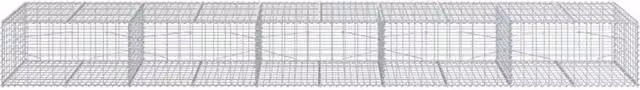 Berkfield Home Silver Galvanised Iron Gabion Basket with Cover, W: 500 cm, D: 100 cm, H: 50 cm