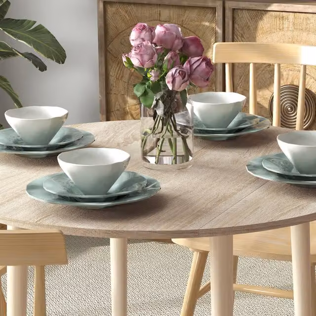 HOMCOM Natural Drop Leaf Folding Dining Table