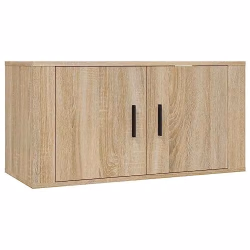 vidaXL Wall Mounted TV Cabinet in Brown Sonoma Oak, W: 80 cm, D: 40 cm, H: 34.5 cm – 1