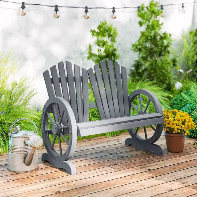 Outsunny Comfortable Fir Logs Love Chair in Grey