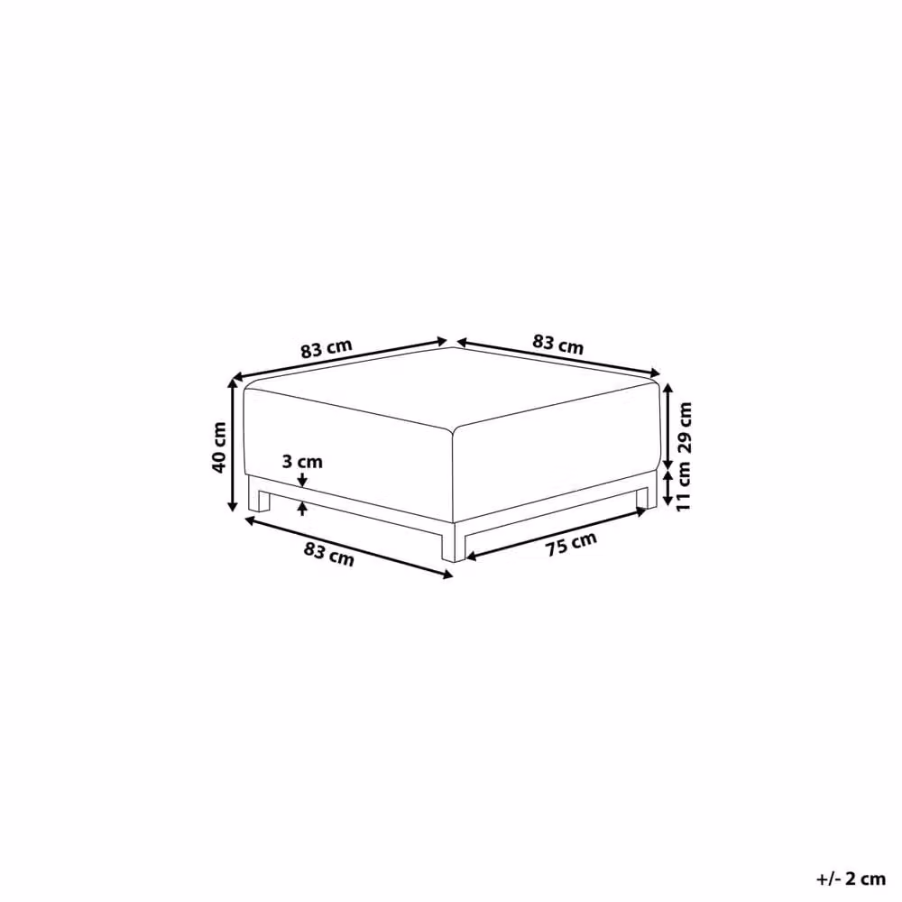 Wyld Haus Grey and White Cube Ottoman with Polyester Cushions and Powder Coated Aluminium Legs W/D/H: 83 x 36 x 36 cm – 3