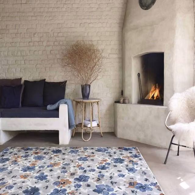 The Rug Shop UK Blue Floral Modern Easy To Clean Area Rug W: 160 cm, D: 230 cm – 1