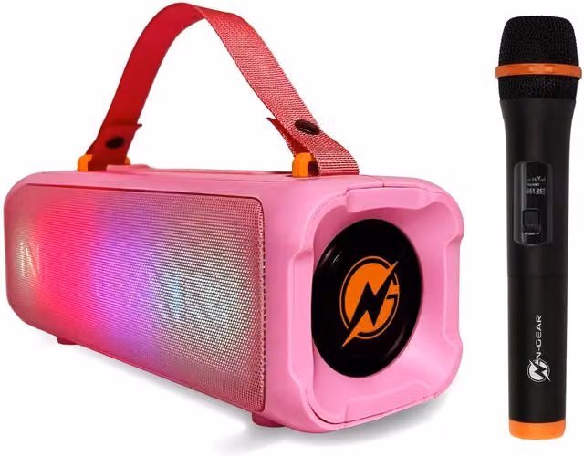 N-Gear Blazooka 703P Bluetooth Speaker Karaoke Set with Microphone, Pink