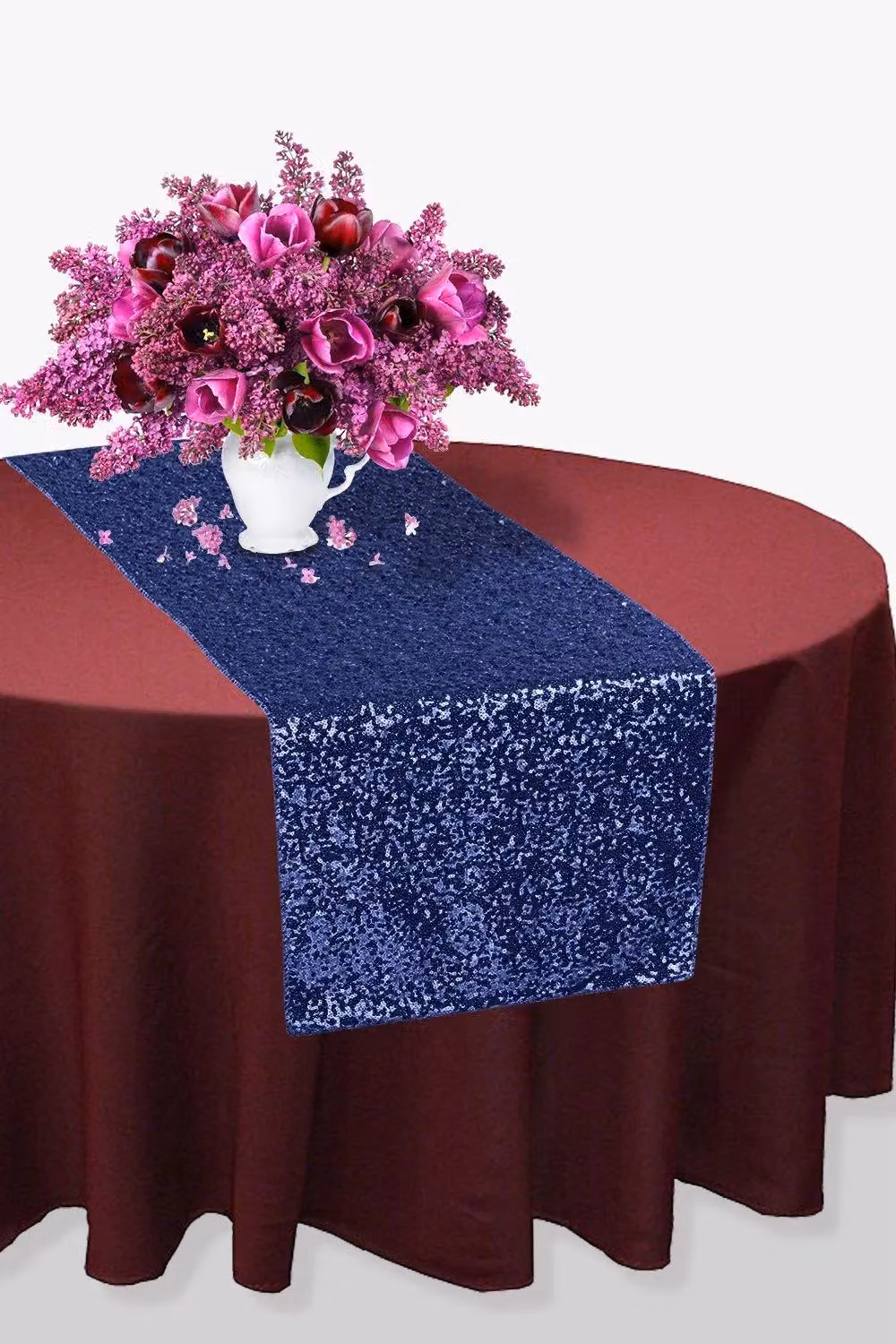 Neel Blue Glitter Sequin Rectangular Table Runner – 6