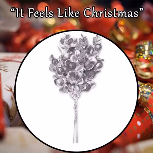 VFM e-Store Silver Eucalyptus Floral Christmas Bush Decoration, H 28 cm x W 16 cm – 6